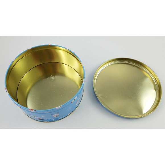 Round Christmas Tin with Snowman Snowflakes Repurpose paint decorate canjo - Picture 5 of 12